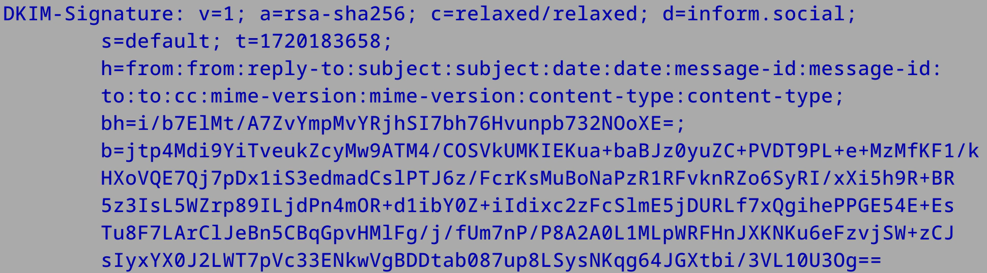 An example DKIM signature.